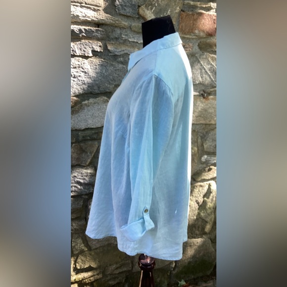 J. Jill Linen Tab-Sleeve A-Line Shirt, Tall, Morning Mist - Picture 3 of 5